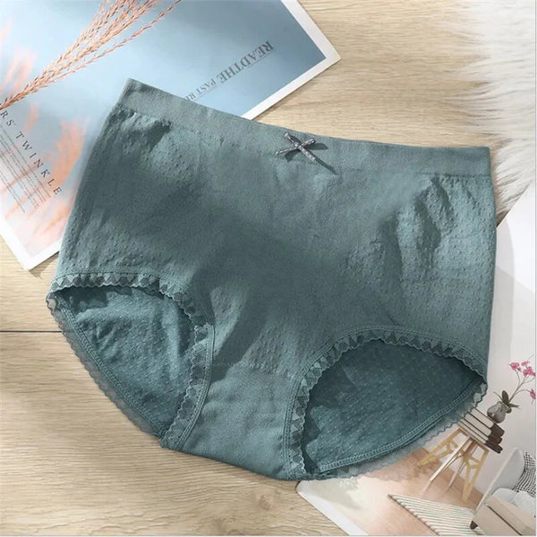 Women's Breathable Mid Waist Briefs | Bow Panties Combine Delicate Lace