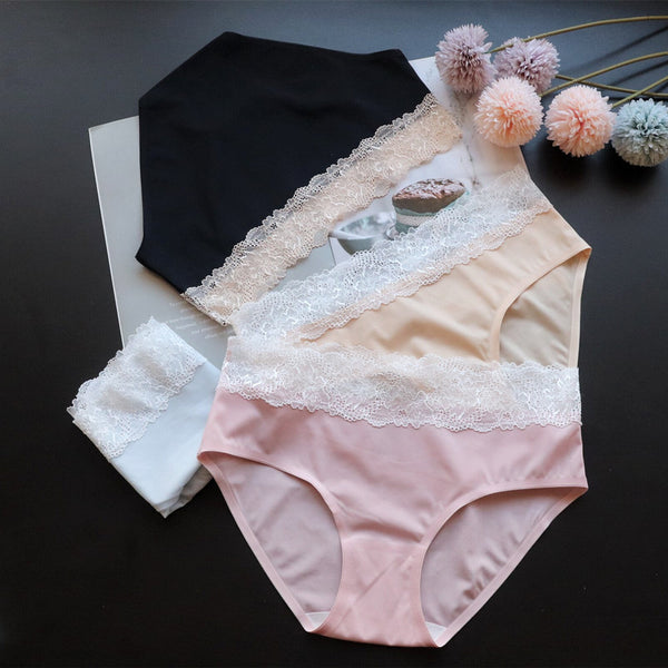 Women's Thin Lace Pure Silk Seamless Panties | Pack of 3