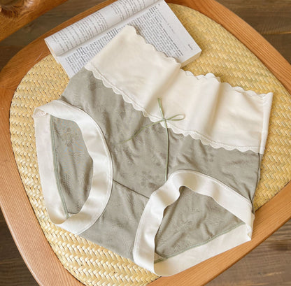 High Waist Elastic Jacquard Breathable Mulberry Silk Seamless Panties (Pack of 3)