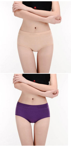 Middle Waist Comfortable Everyday Wear Cotton Panties - Multicolor