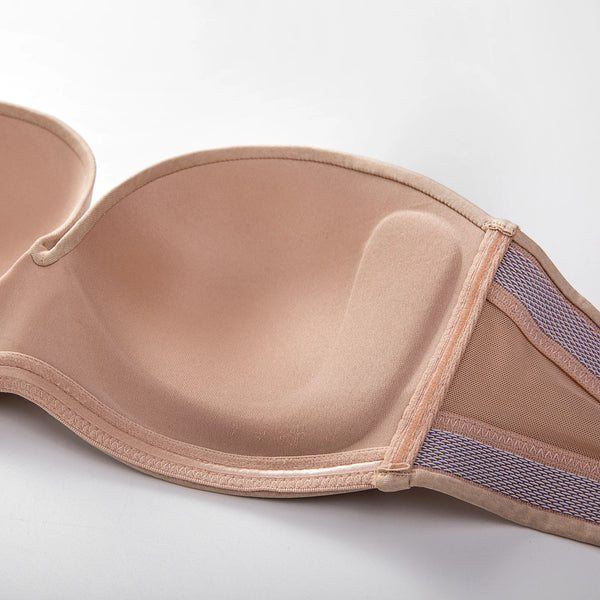 Women Silicone Bands Strapless Bra Seamless | Invisible Slightly Lined Lift Ultimate Plunge